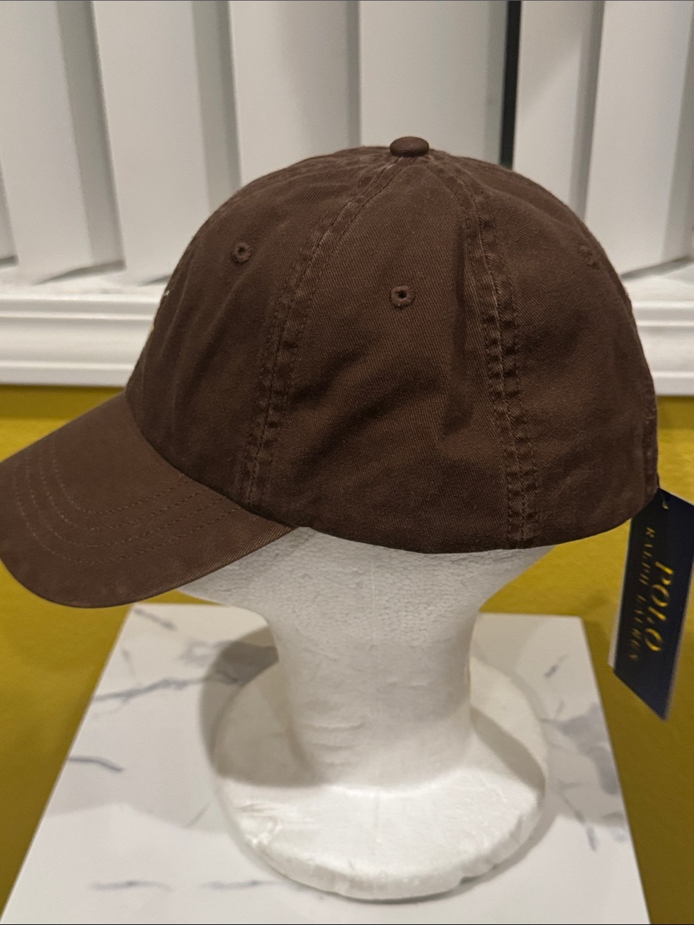 New Polo Ralph Lauren Brown Cotton Baseball Cap with White Logo NWT, OS - Picture 4 of 10